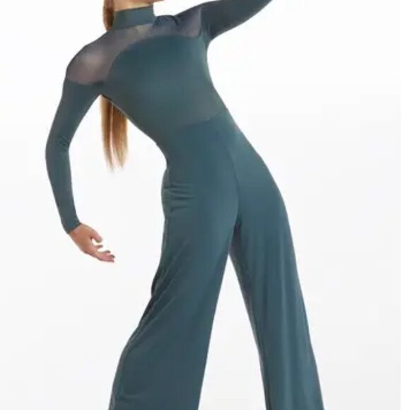 Balera Curved Illusion Neck Jumpsuit Pine - Picture 1 of 4